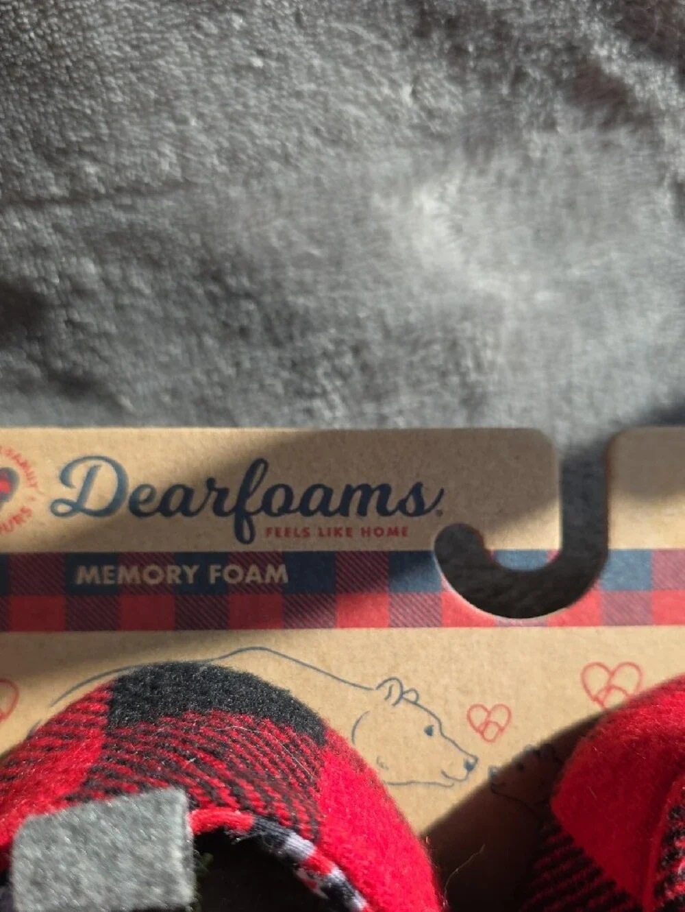 Dearfoams Baby Red Plaid 'Baby Bear' Infant Slippers - 0-3 Months